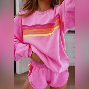 931. The “Candace” Pinstripe Two Piece Set in pink